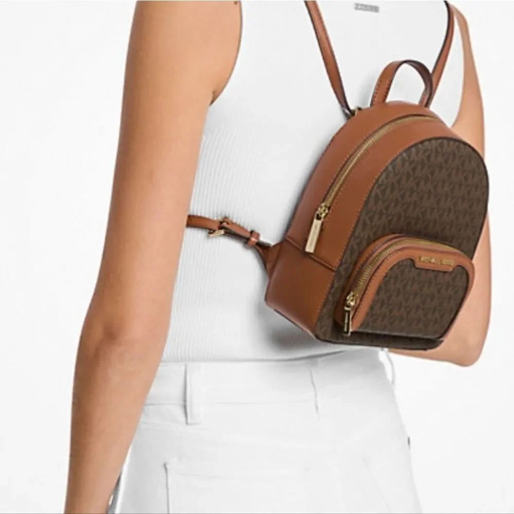 Michael Kors Tan and Brown Signature Backpack